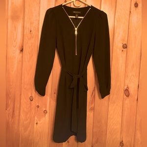INC International Concepts Women’s Black Long-Sleeve Tunic Dress w/ Gold Zipper
